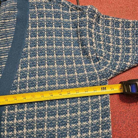 Talbots Merino Wool Cardigan Jacket 2X Blue Plaid Gold Button Mature Office - Picture 7 of 8